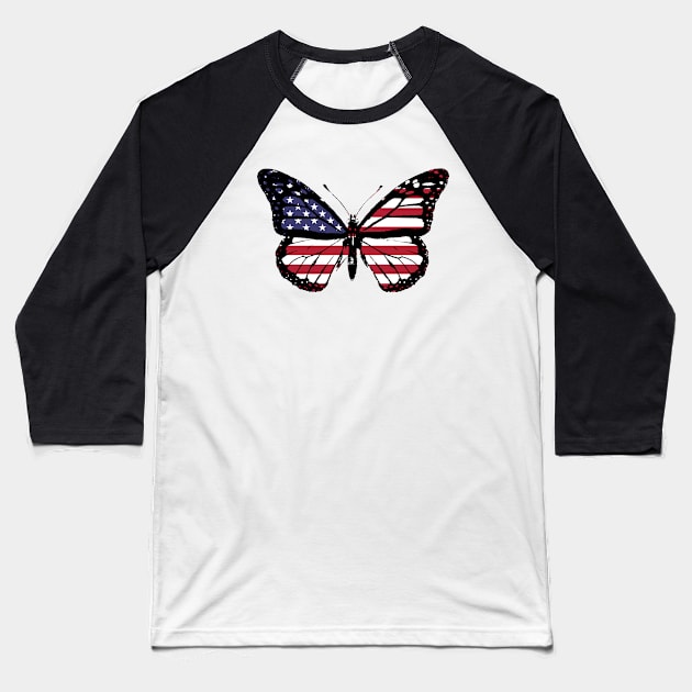 United States of America Monarch Butterfly Flag of America To Celebrate National Independence of US Baseball T-Shirt by Mochabonk